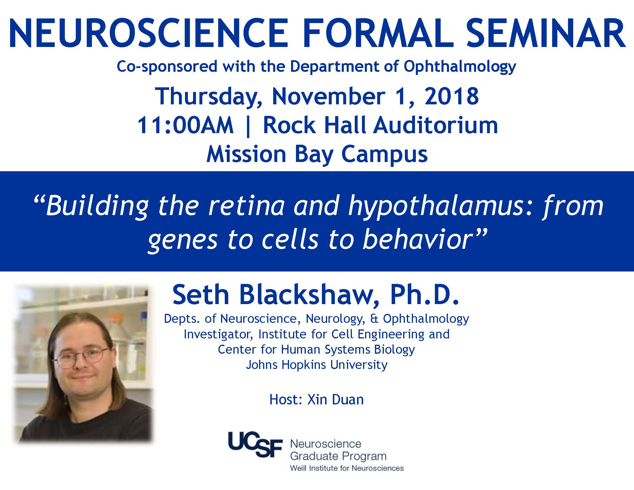 NS Formal Seminar | Seth Blackshaw, PhD | Neuroscience Graduate Program